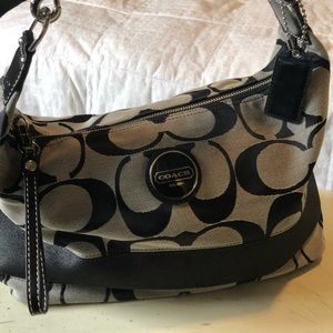 Black and gray Coach bag